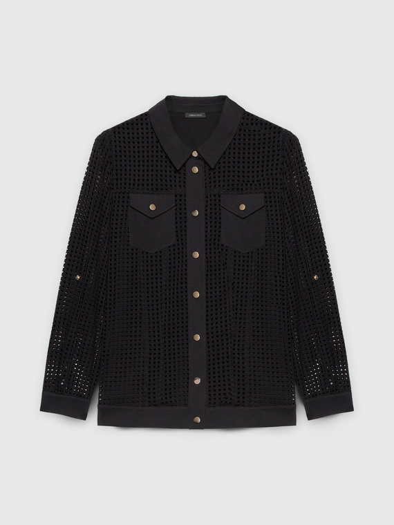 Openwork fleece shirt
