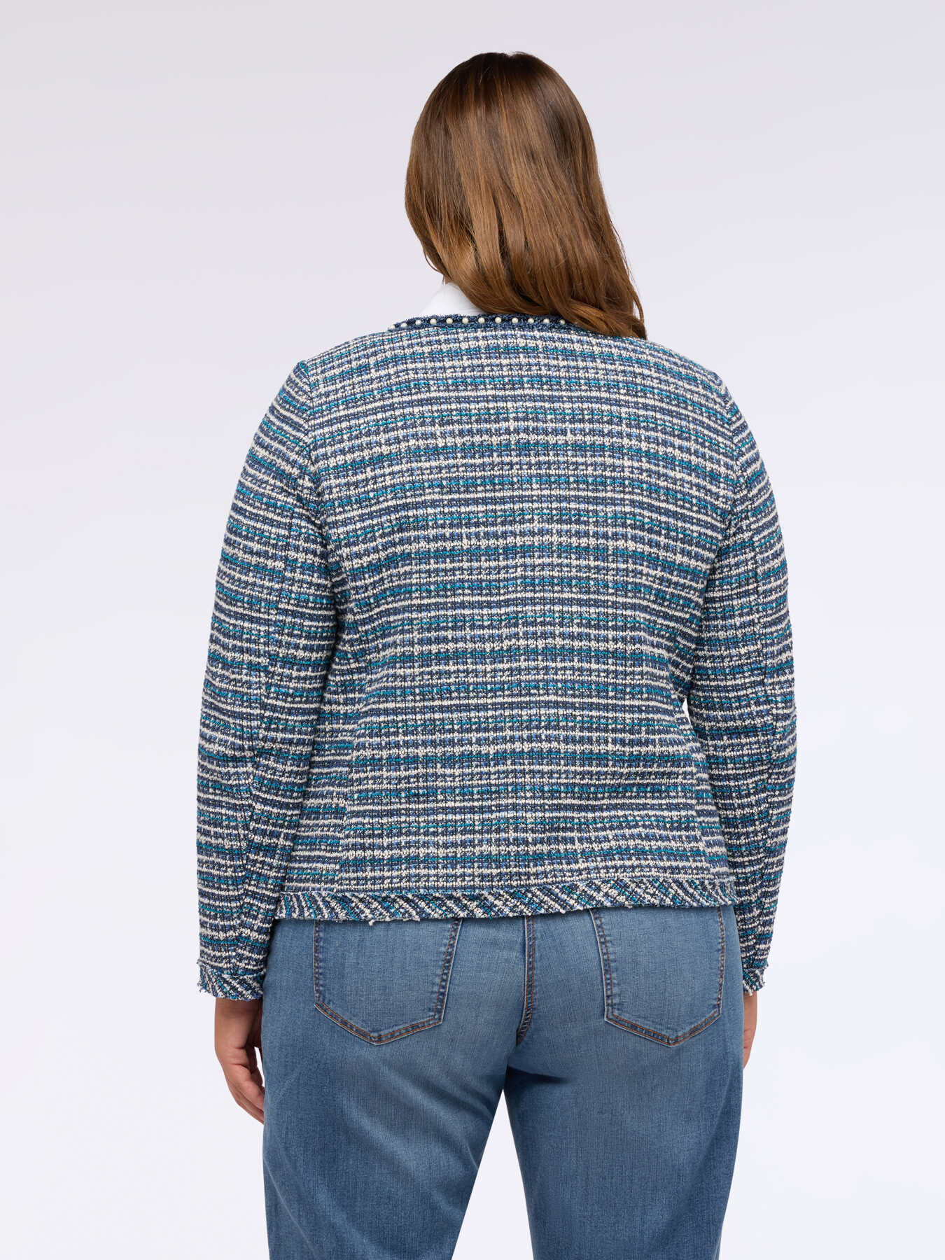 Boucl&eacute; fabric jacket with beads image number 2