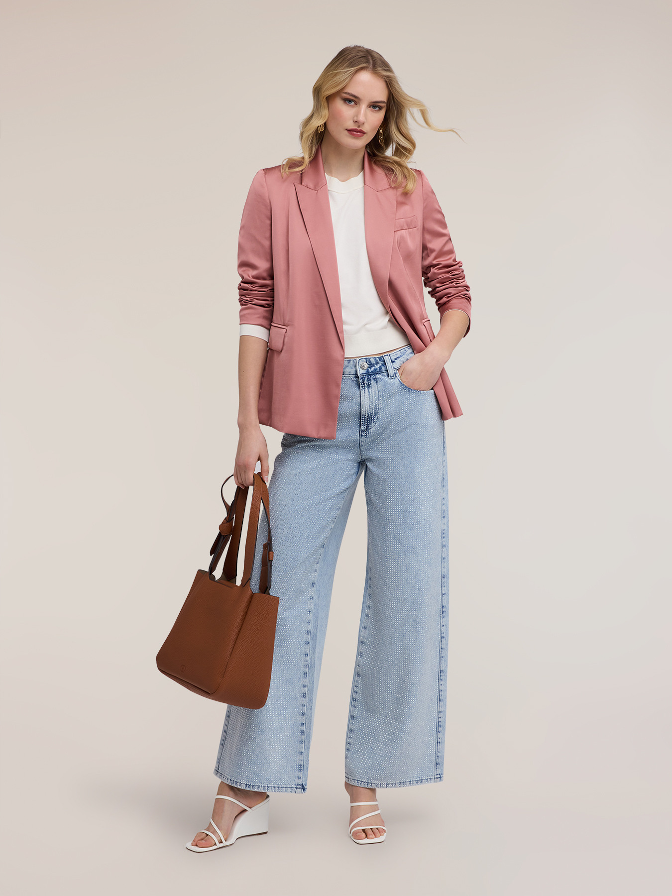 Fluid satin jacket with belt image number 4