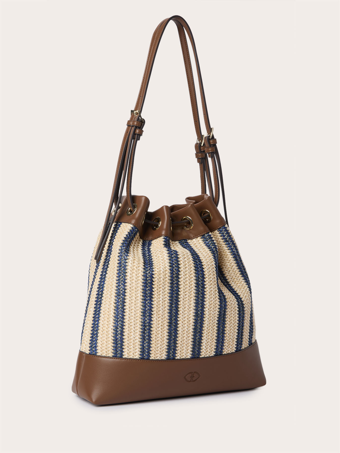 Striped woven bucket bag image number 3