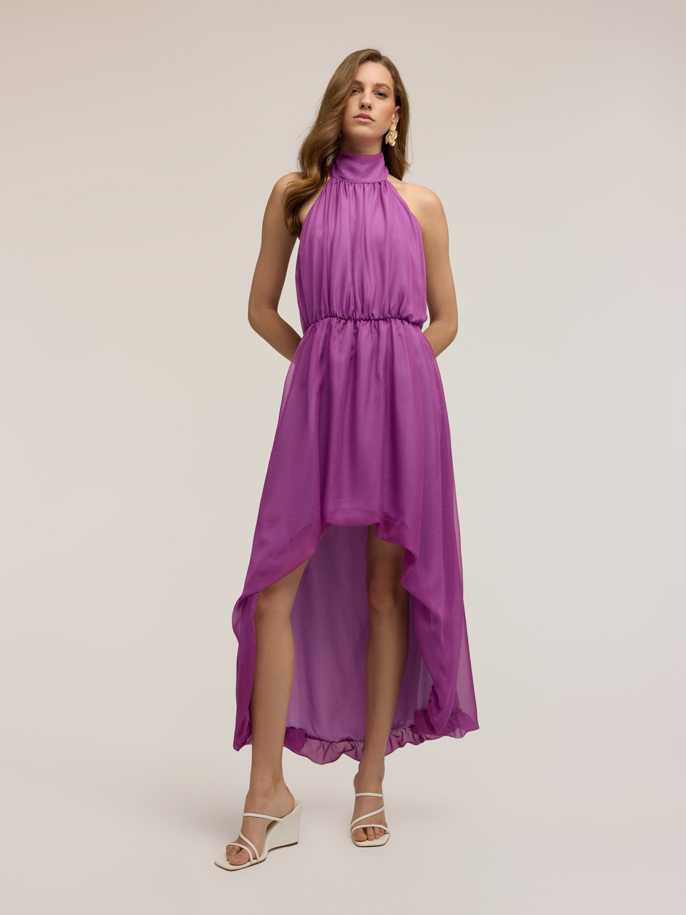 Asymmetric long dress with open back image number 2