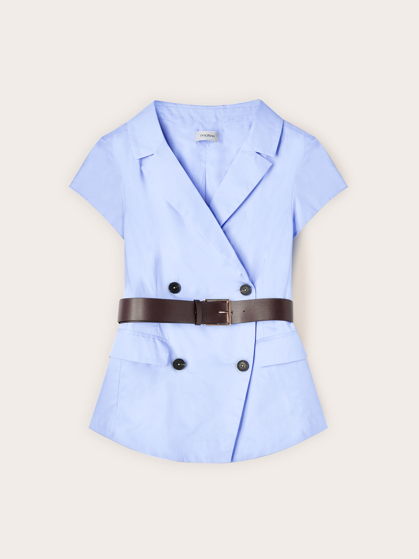 Double-breasted short-sleeve blazer image number 4