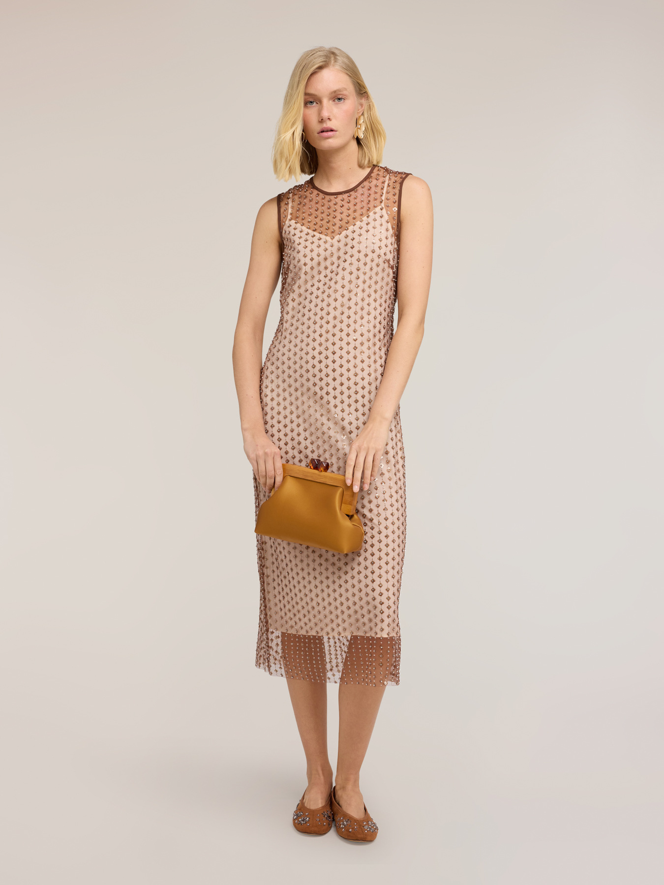 Rochie tip furou din tulle brodat image number 0