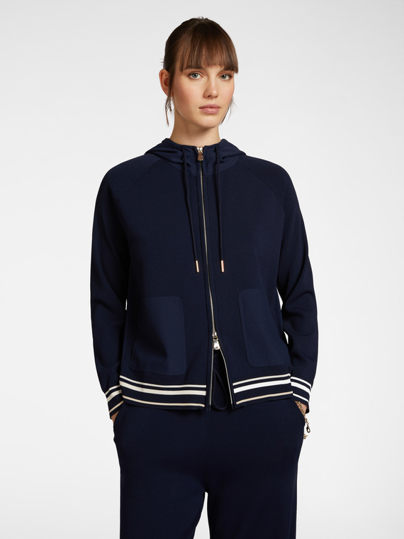 Cardigan avec capuche et bord à rayures