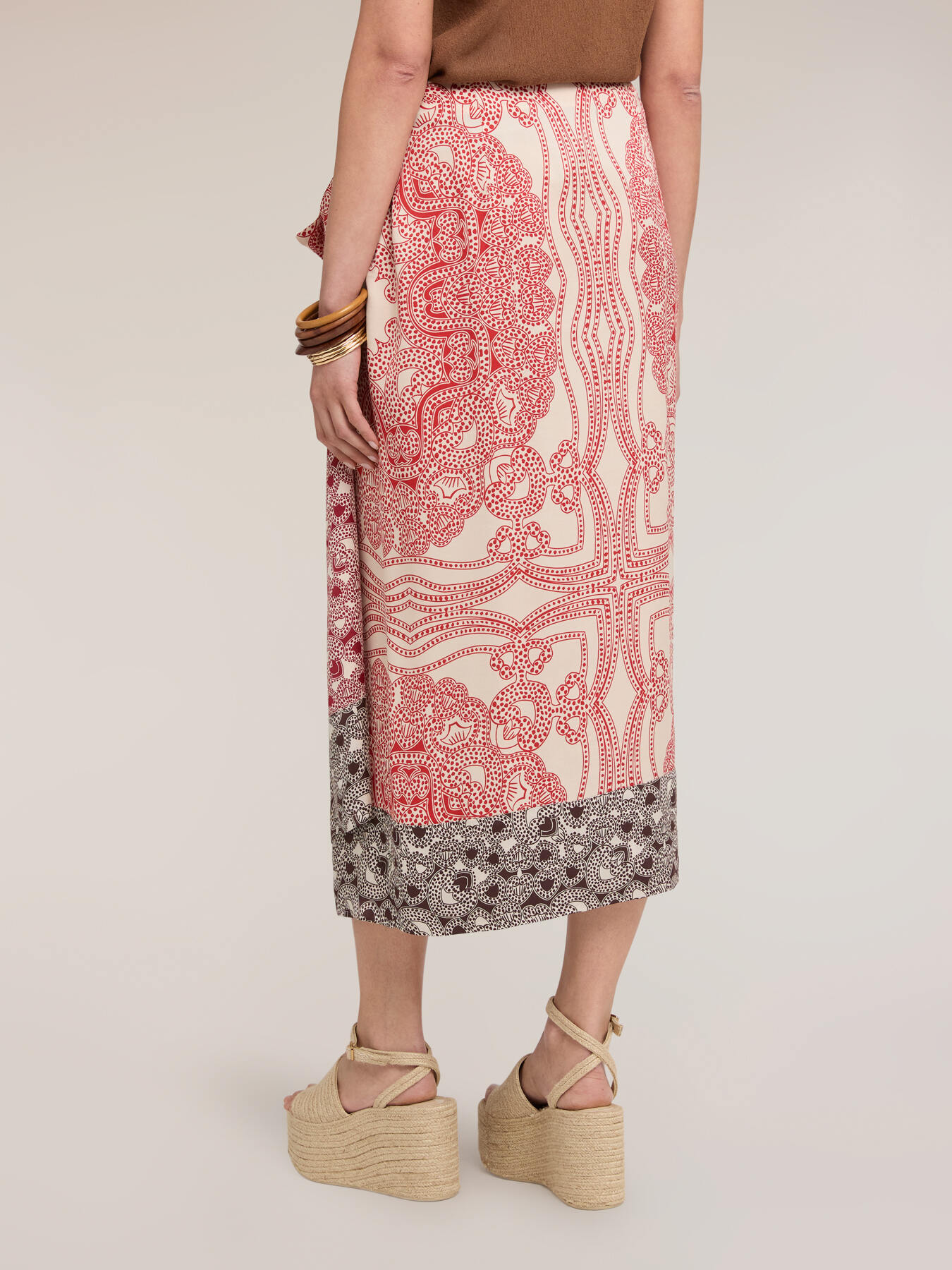 Satin pareo skirt with print image number 1