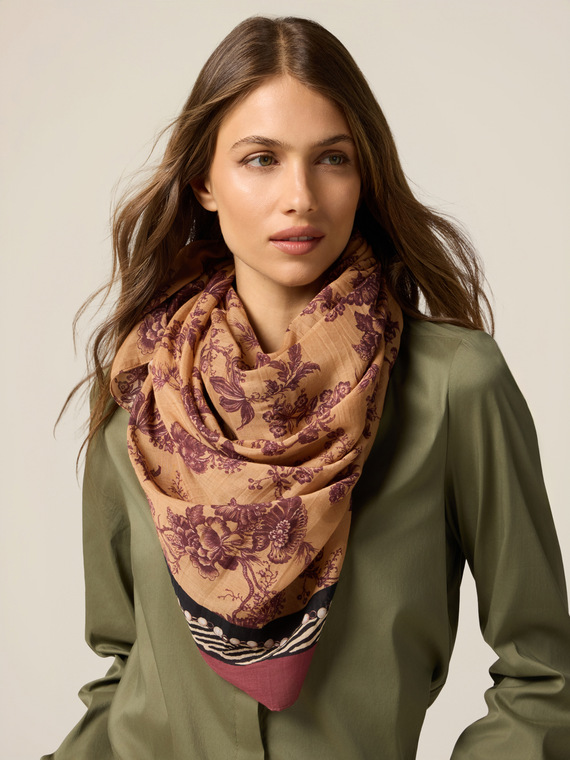 Cotton/silk patterned scarf