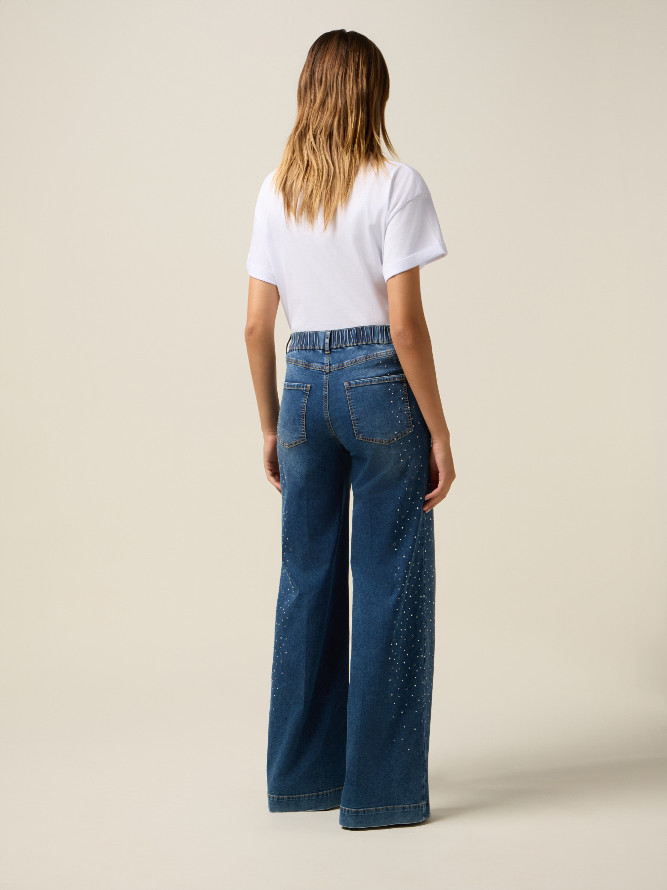 Palazzo-Jeans mit Kristallen image number 1