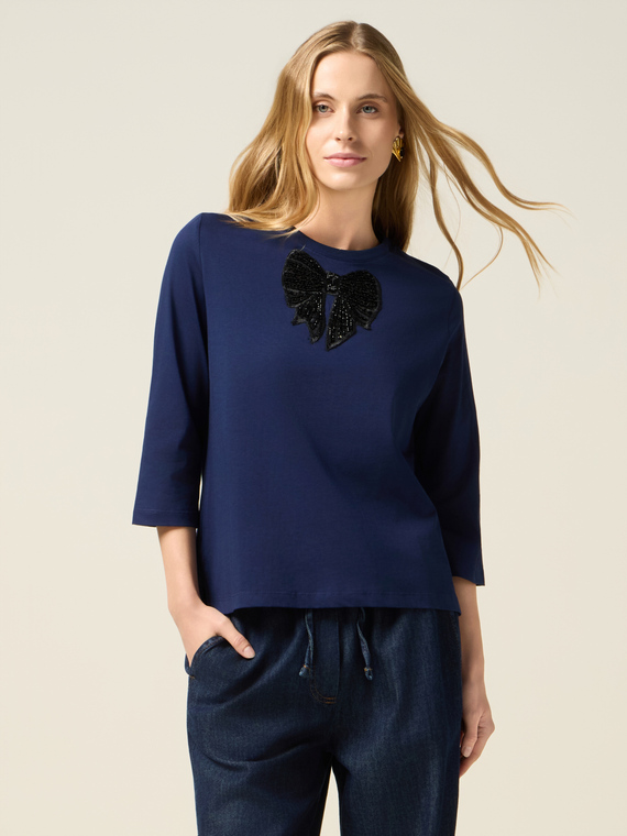 T-shirt in jersey patch in paillettes
