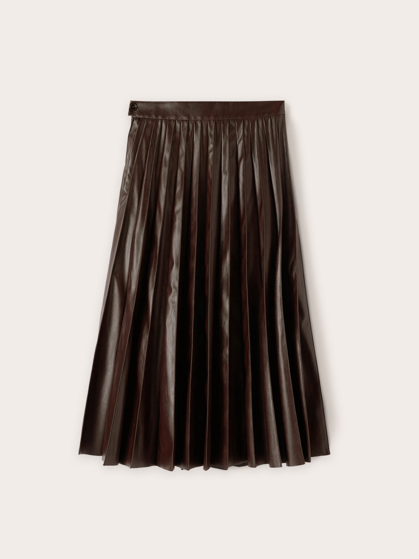 Pleated midi skirt in coated fabric image number 4