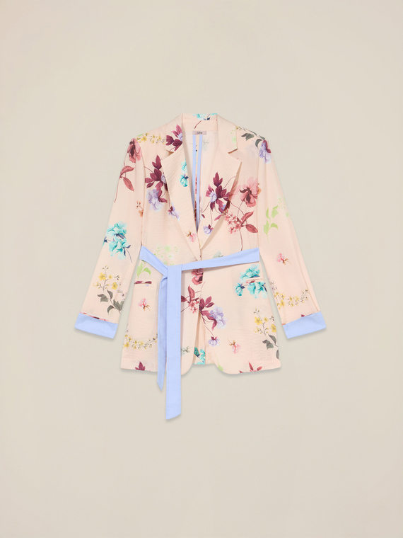 Patterned blazer with sash
