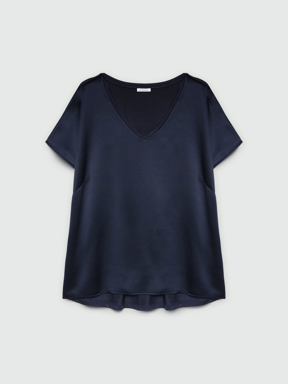 T-Shirt aus Satin und Jersey
