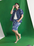 Denim bermuda shorts with delav&eacute; foliage print image number 4