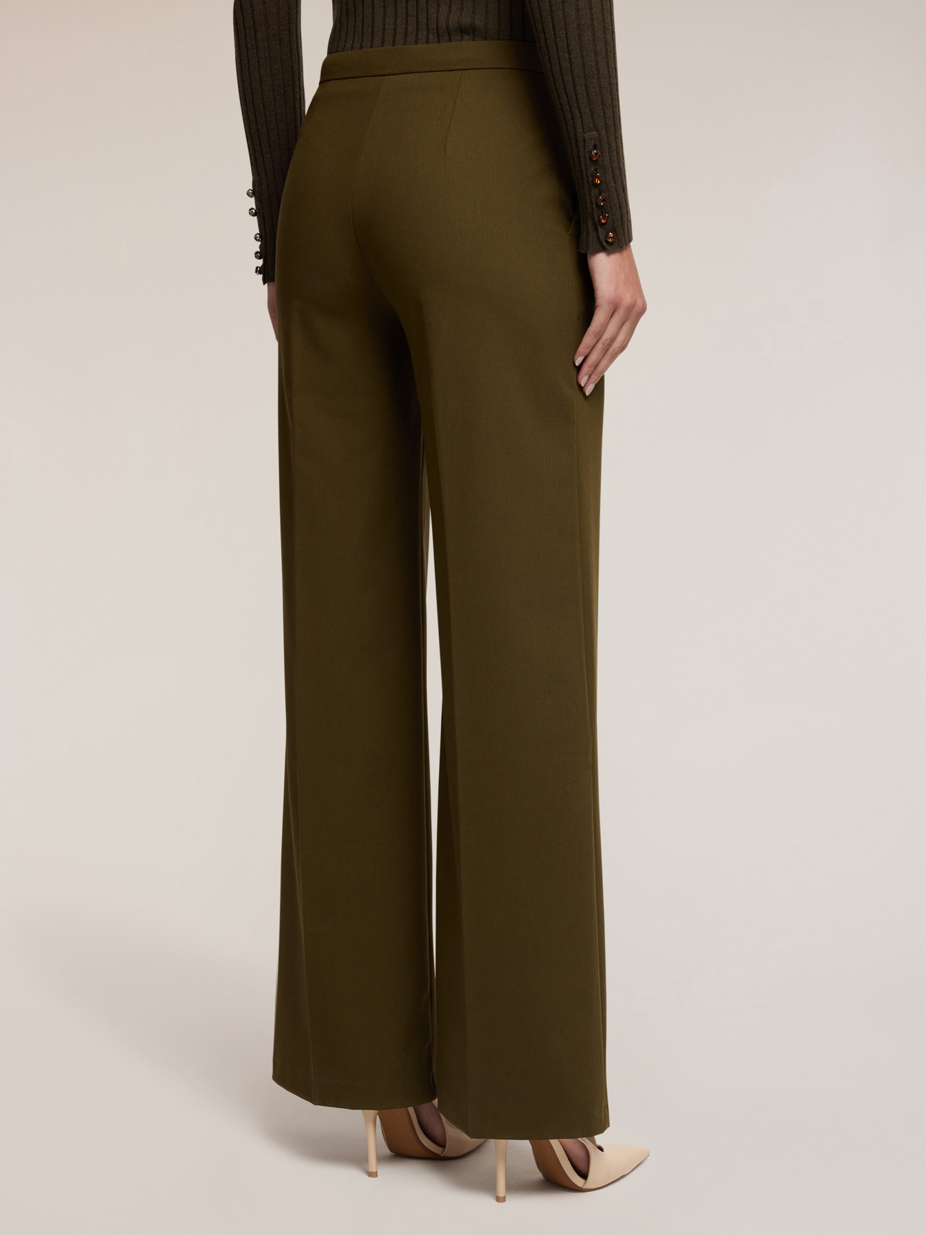 Wide-leg trousers in wool blend flannel image number 1