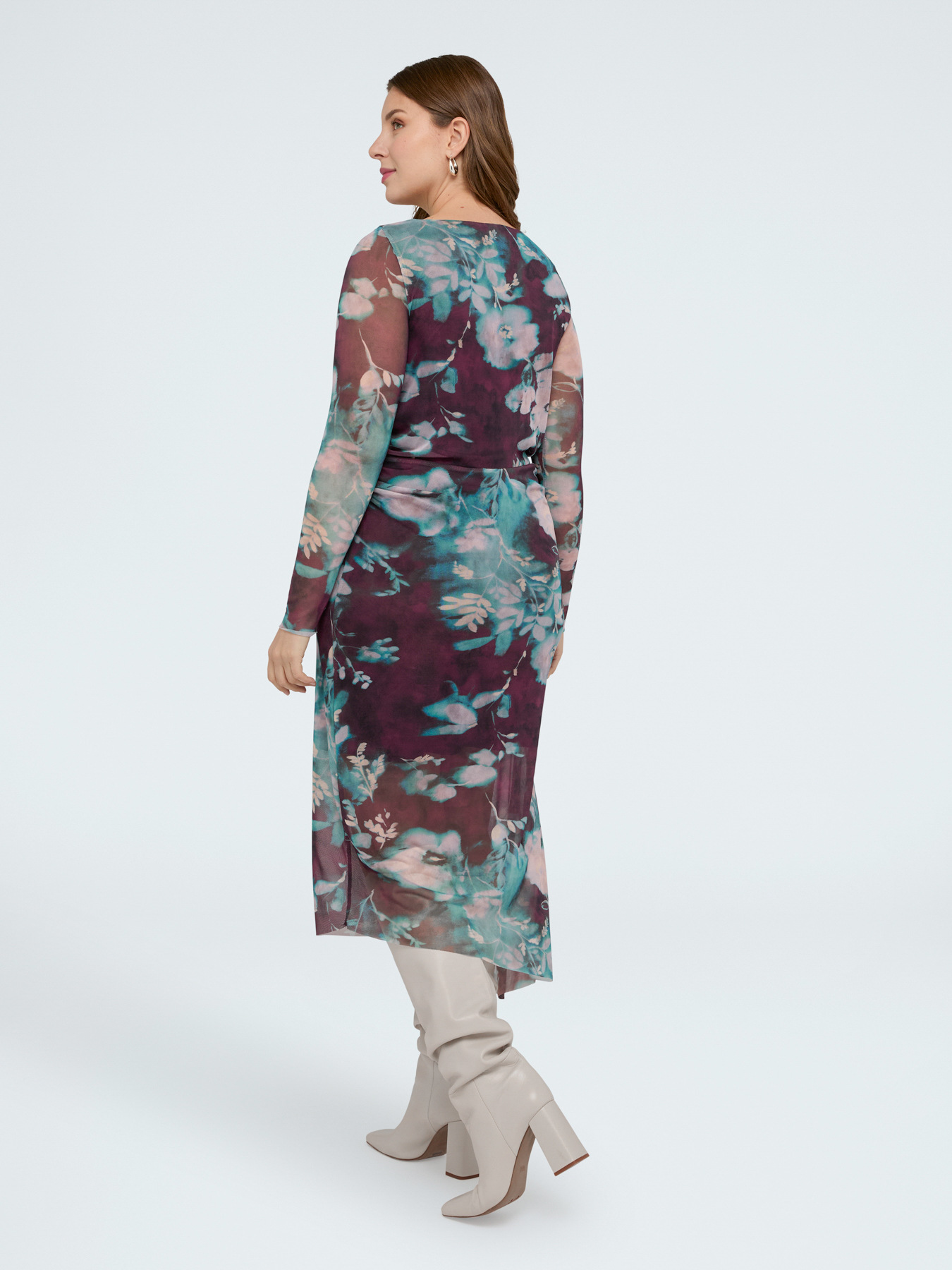 Vestito lungo in tulle con stampa image number 1