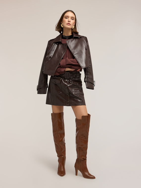 Coated fabric miniskirt