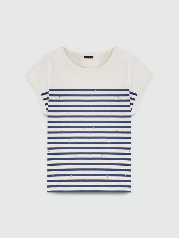 Striped T-shirt with embroidery