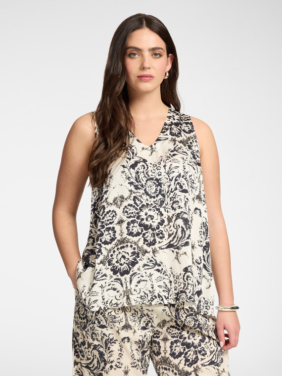 Bedrucktes Top aus Viskose-Satin