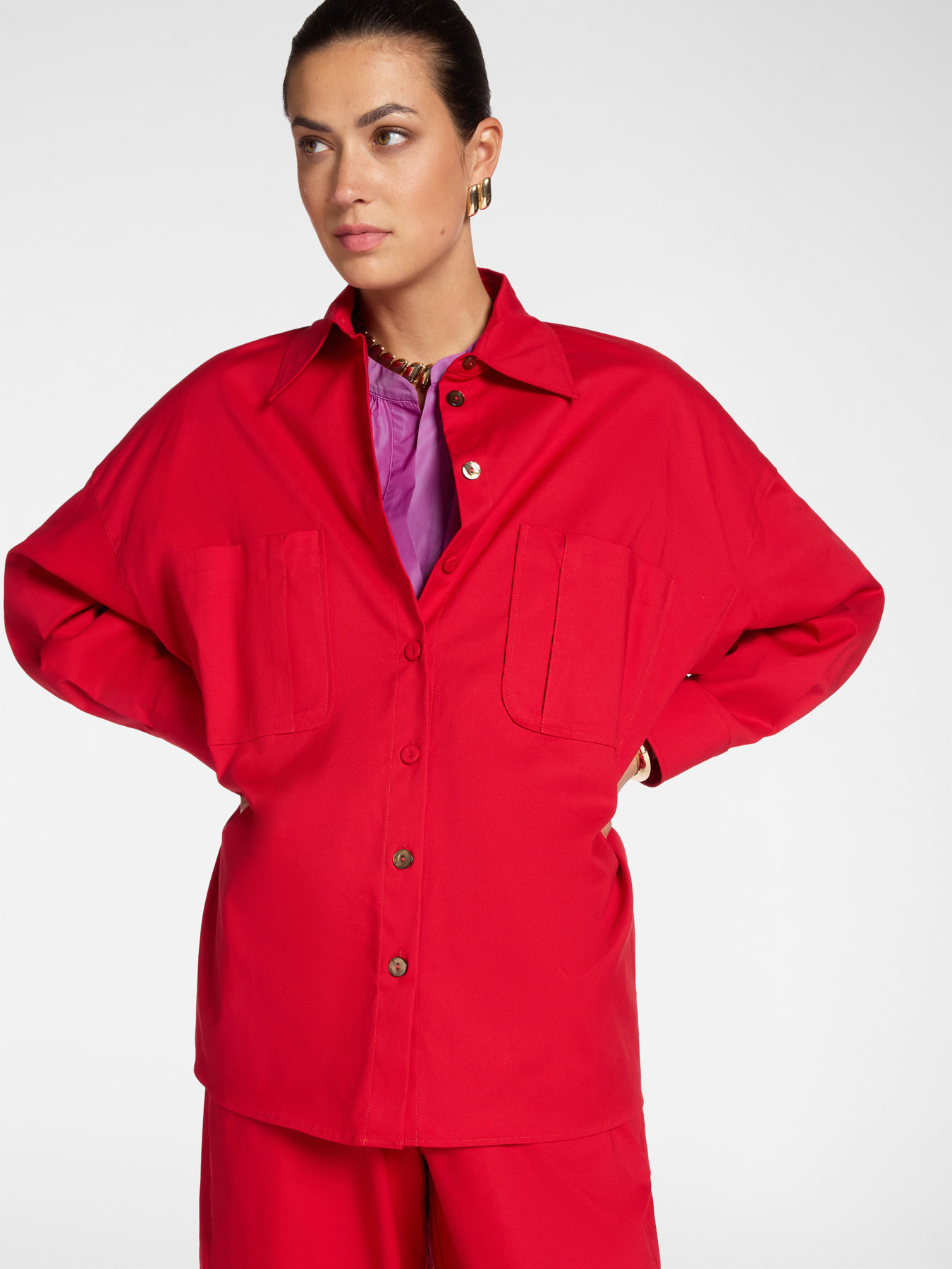 Long gabardine shirt image number 0
