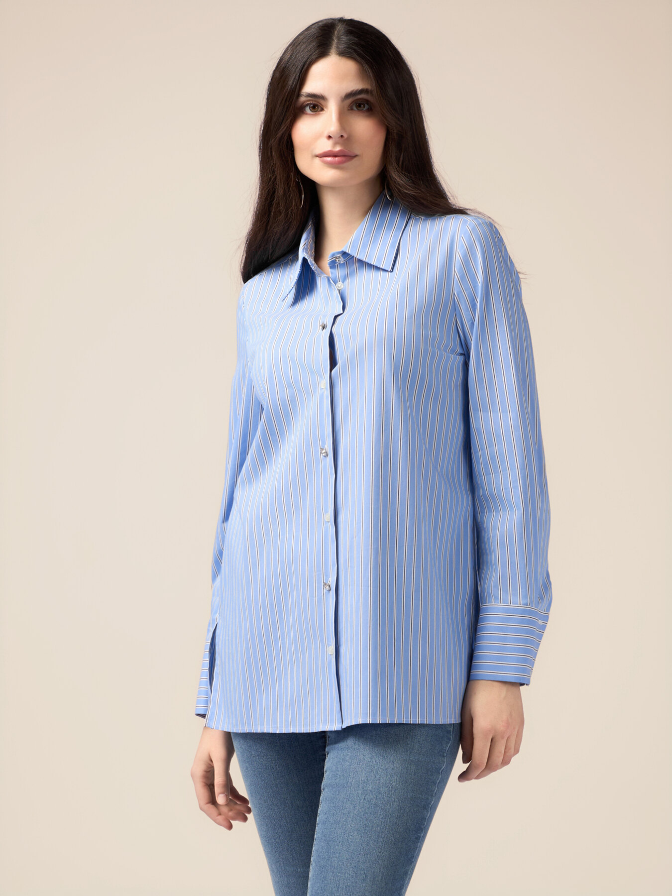 Camicia in popeline a righe image number 0