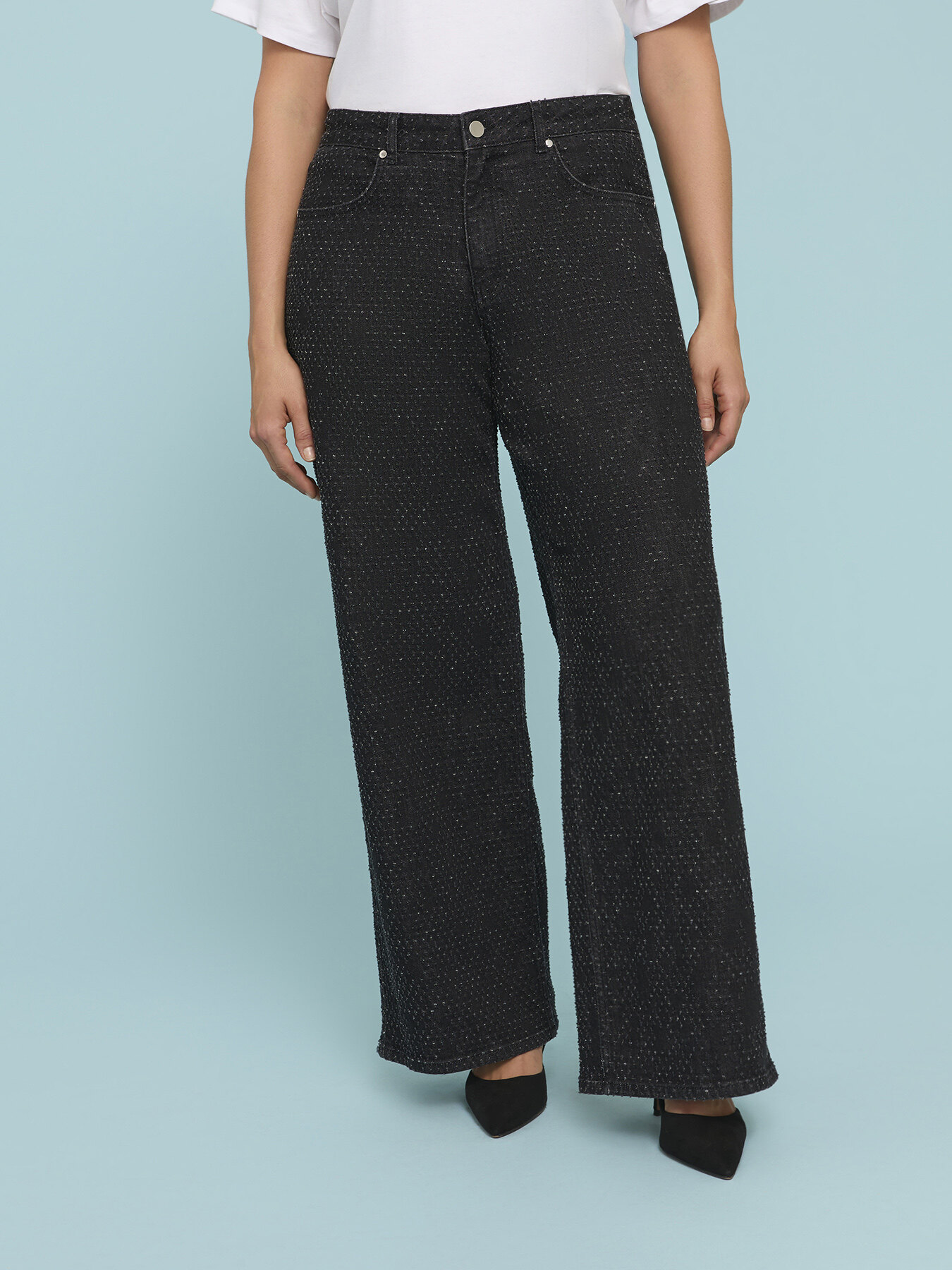 Straight leg jeans with embroidered effect image number 0