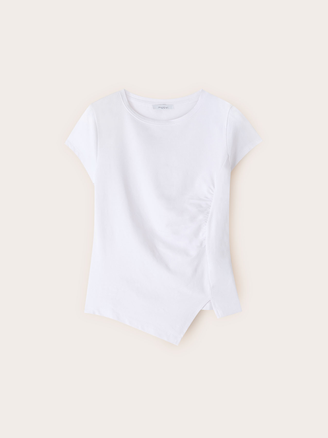 T-shirt with asymmetric side draping image number 4