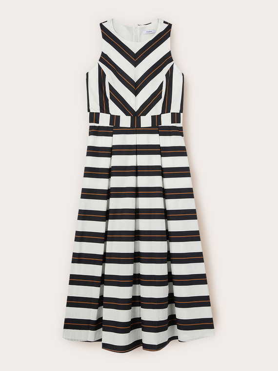 Vestito flare in popeline a righe