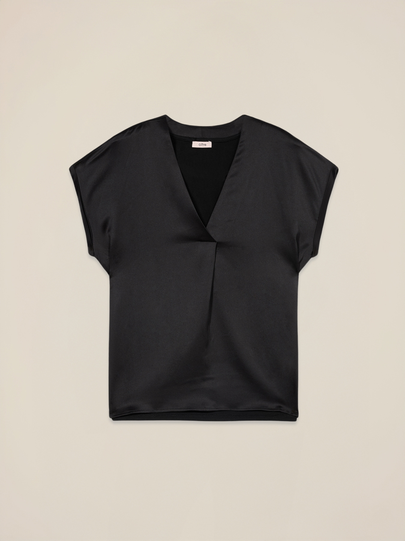 T-shirt bimaterica con scollo a V image number 3