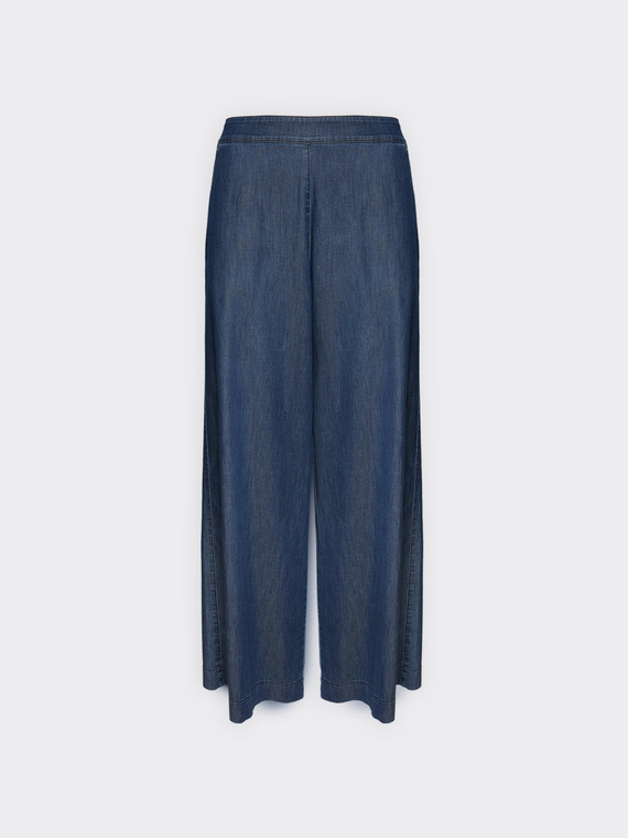 Palazzo-Jeans aus gewaschenem Chambray