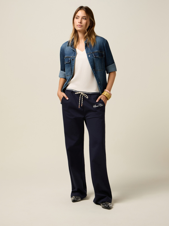 Wide-leg jersey joggers