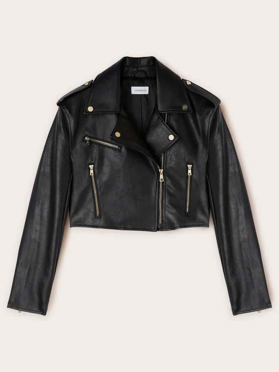 Kurze Bikerjacke im Stil der 80er Jahre