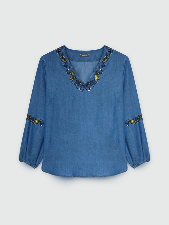 Bestickte Bluse mit TENCEL™-Fasern
