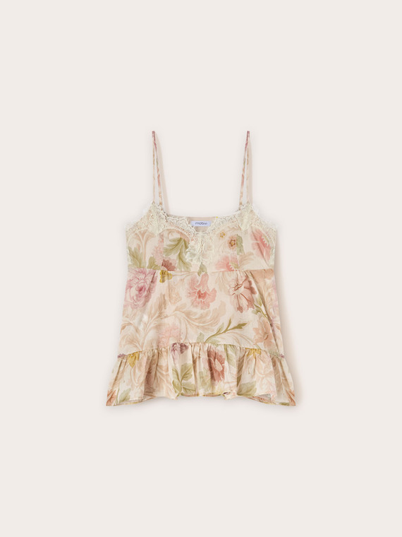 Cotton muslin top with floral pattern