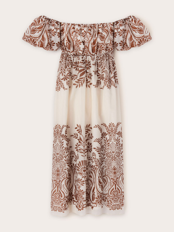 Robe longue à épaules dénudées imprimée