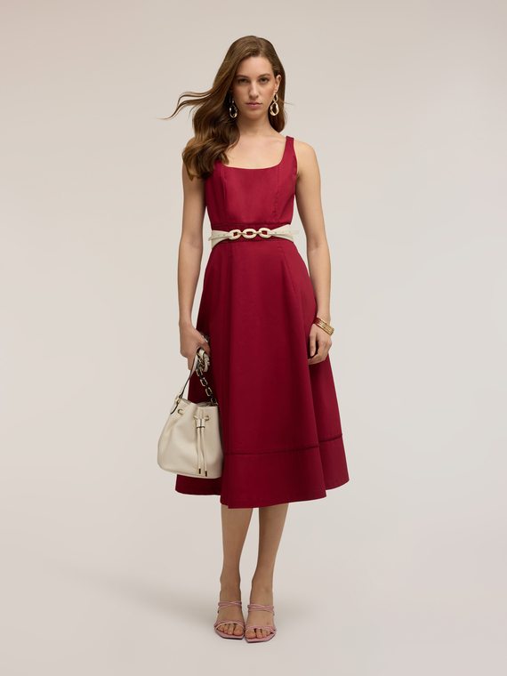 Flare dress in poplin with ajour&eacute;