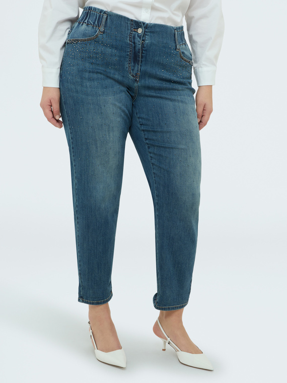 Balloon-Jeans mit Glitzersteinen
