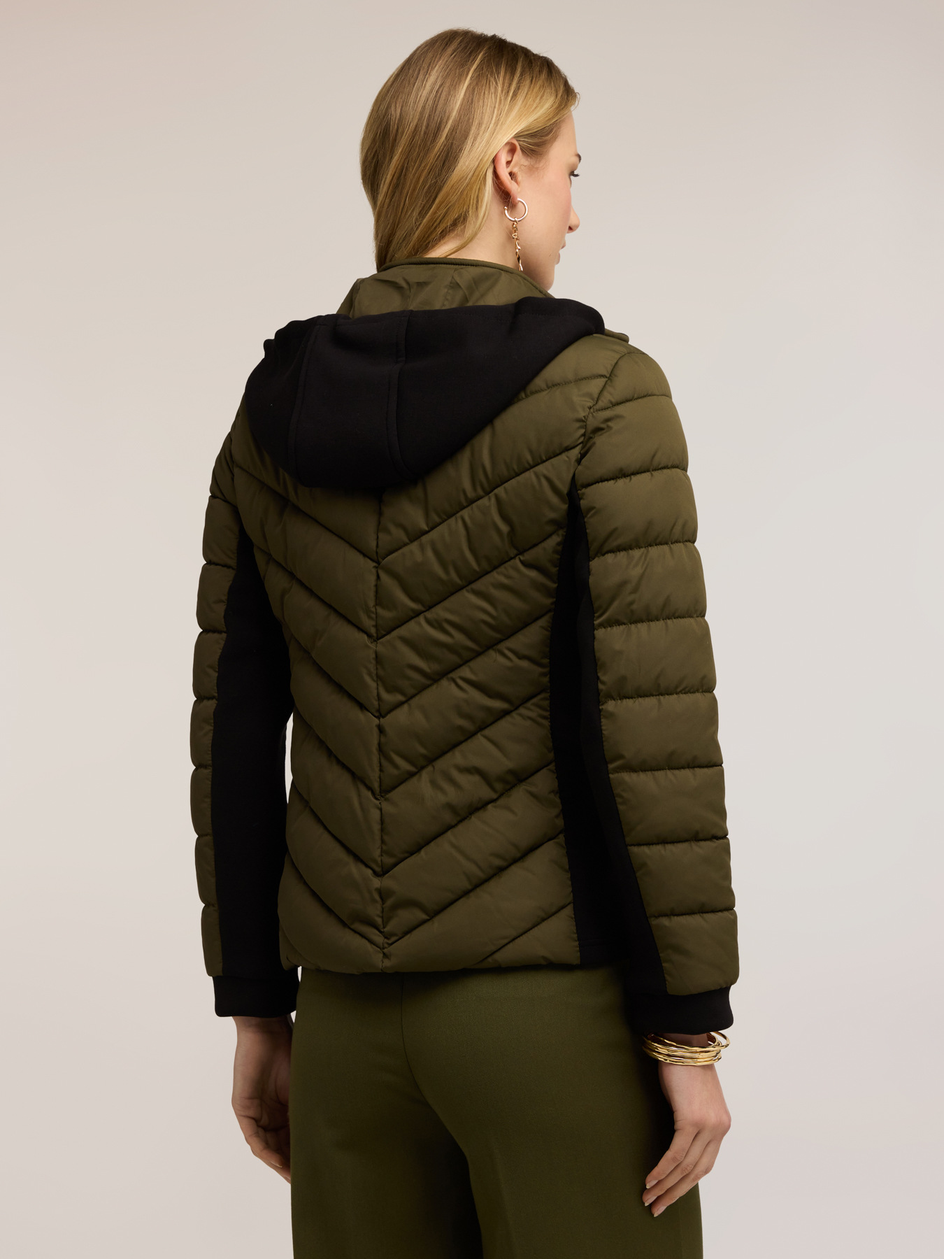 Lightweight bi-material down jacket image number 1