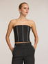 Top corsetto in tela misto lana con inserti image number 2