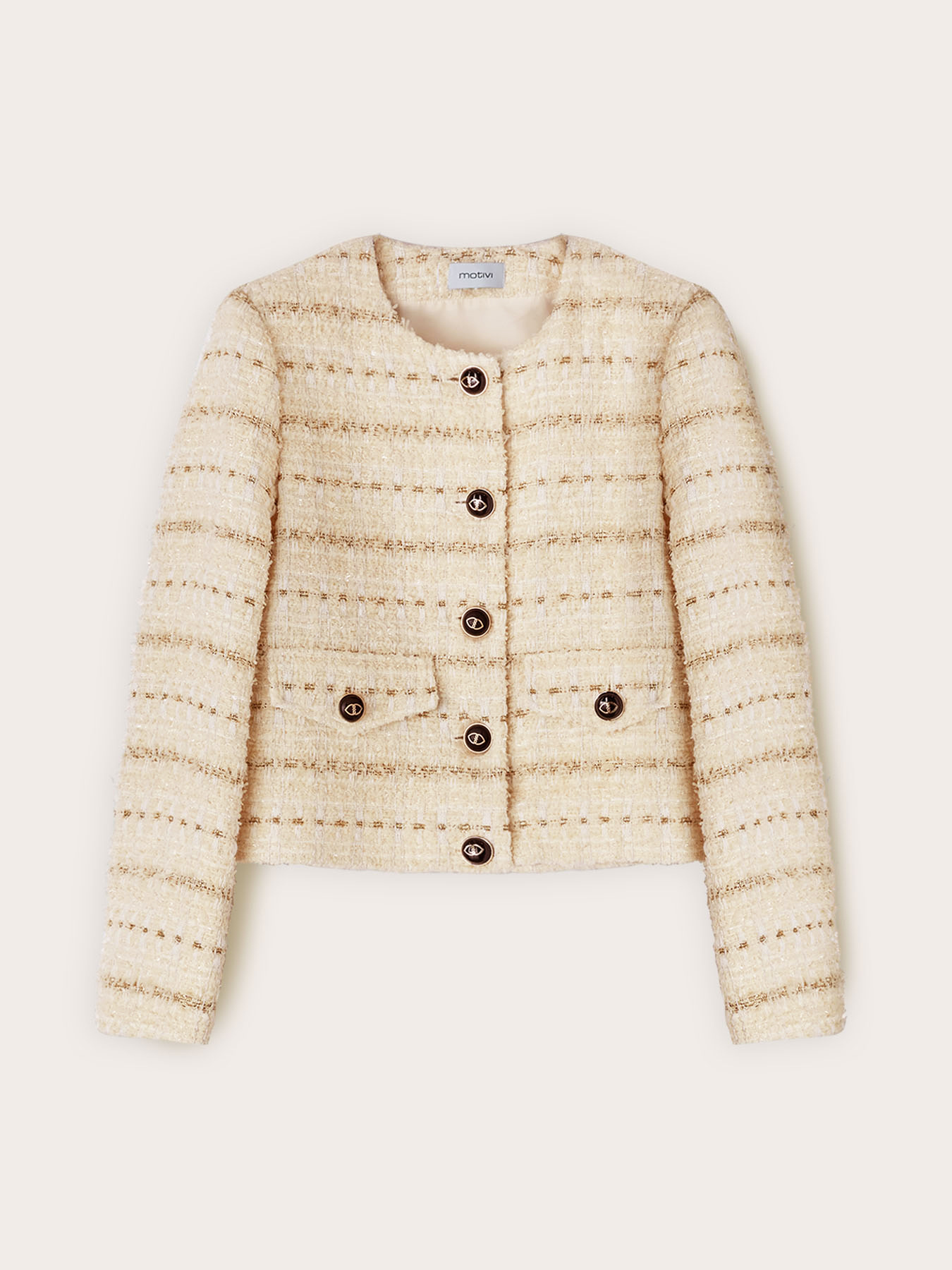 Bouclé fabric jacket with buttons image number 4