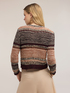 Short striped openwork knit cardigan image number 2