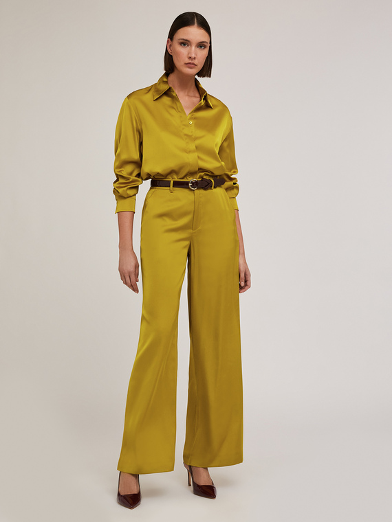 Pantaloni palazzo in raso satin