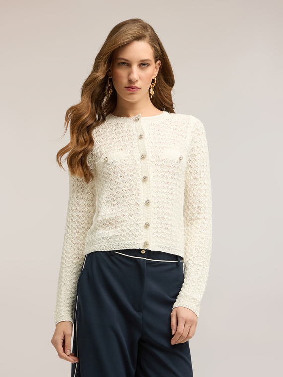 Openwork knit cardigan