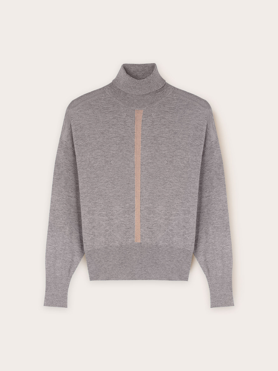 Maglia dolcevita con inserto trasparente