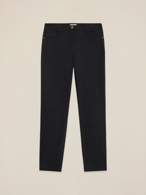 Skinny cotton blend trousers