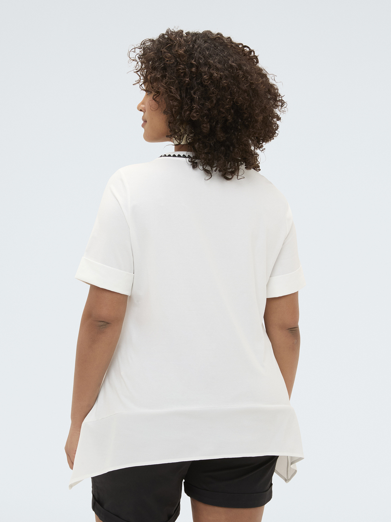 Jersey t-shirt with crochet detail image number 1