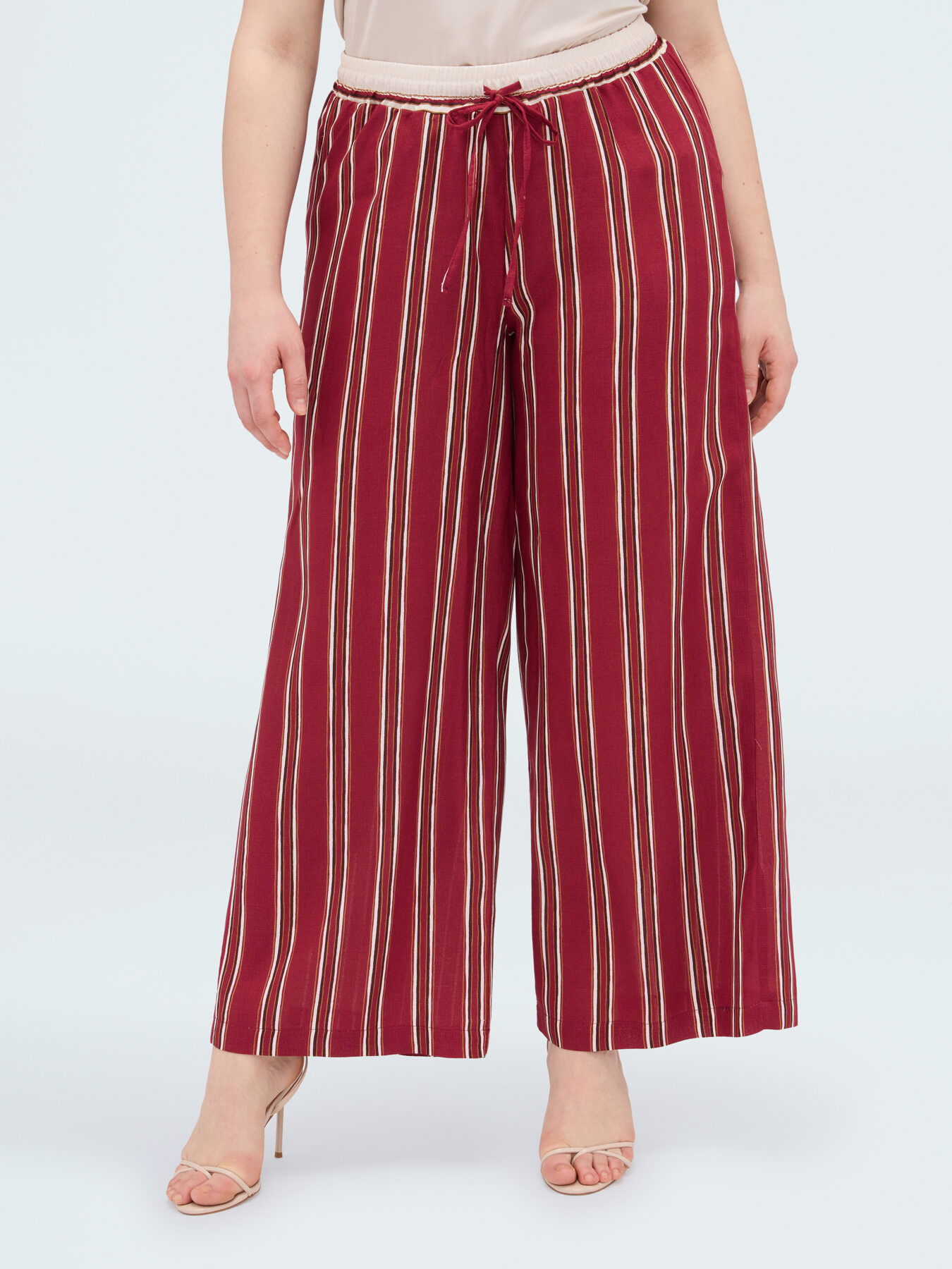 Wide-Leg-Hose aus Viskose mit Streifen image number 0