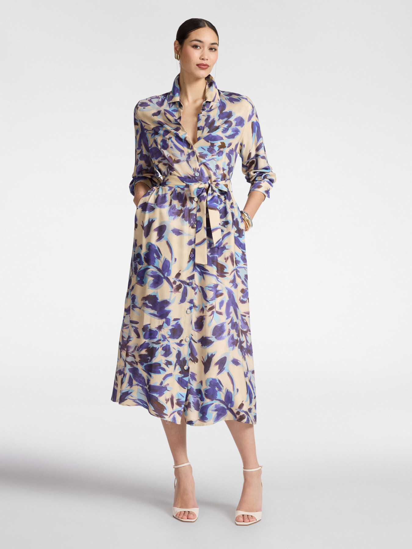 Printed shirt dress image number 2