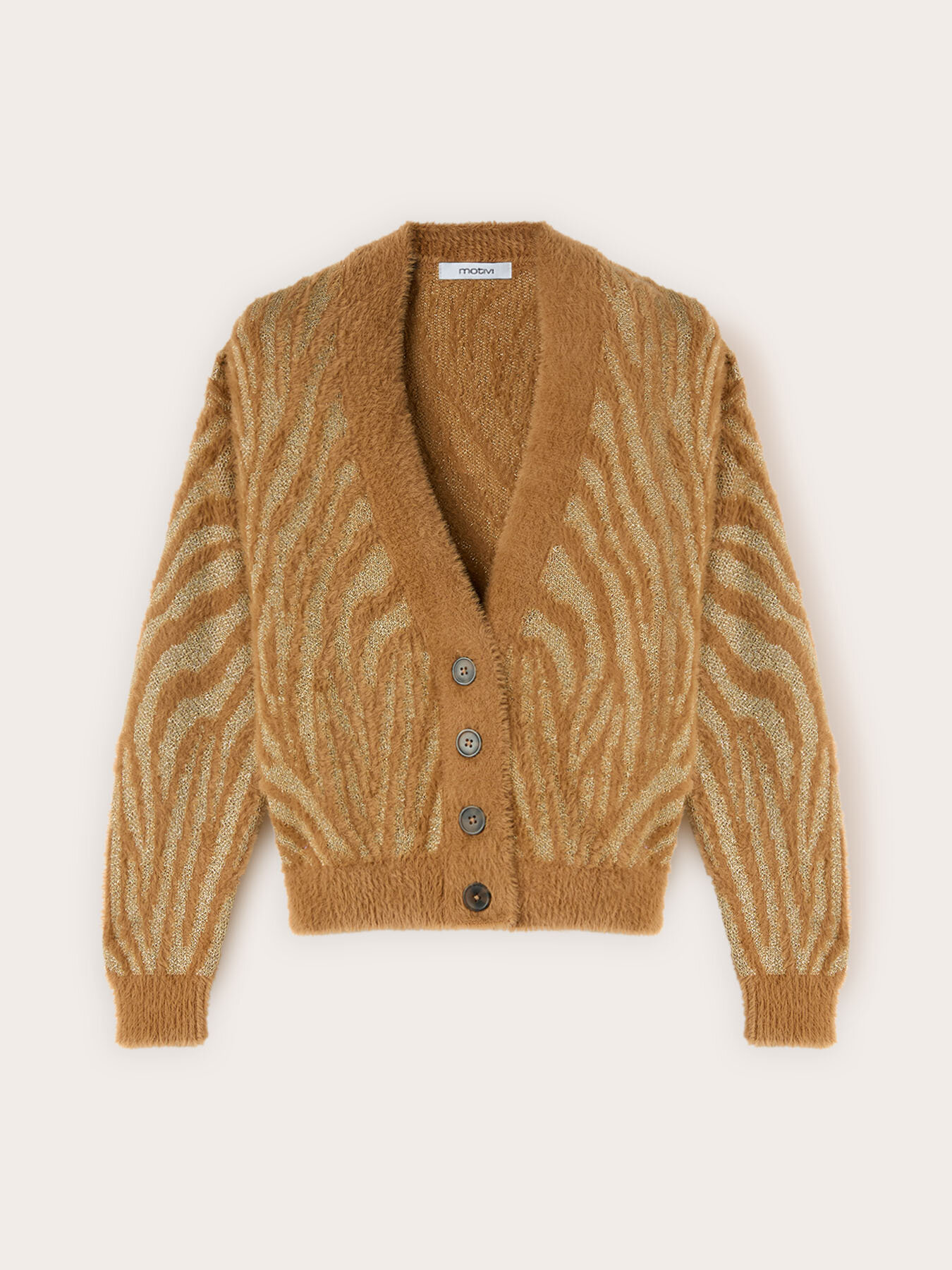Zebra pattern knit cardigan image number 4