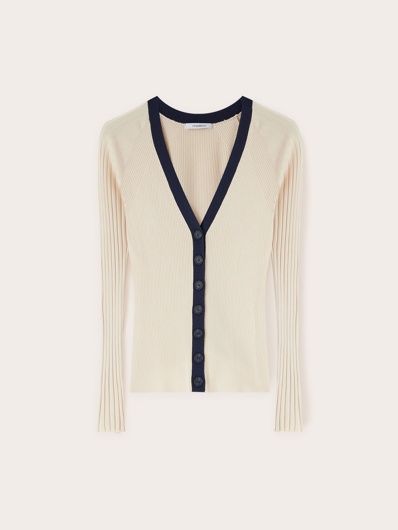 Two-tone ribbed cardigan image number 4