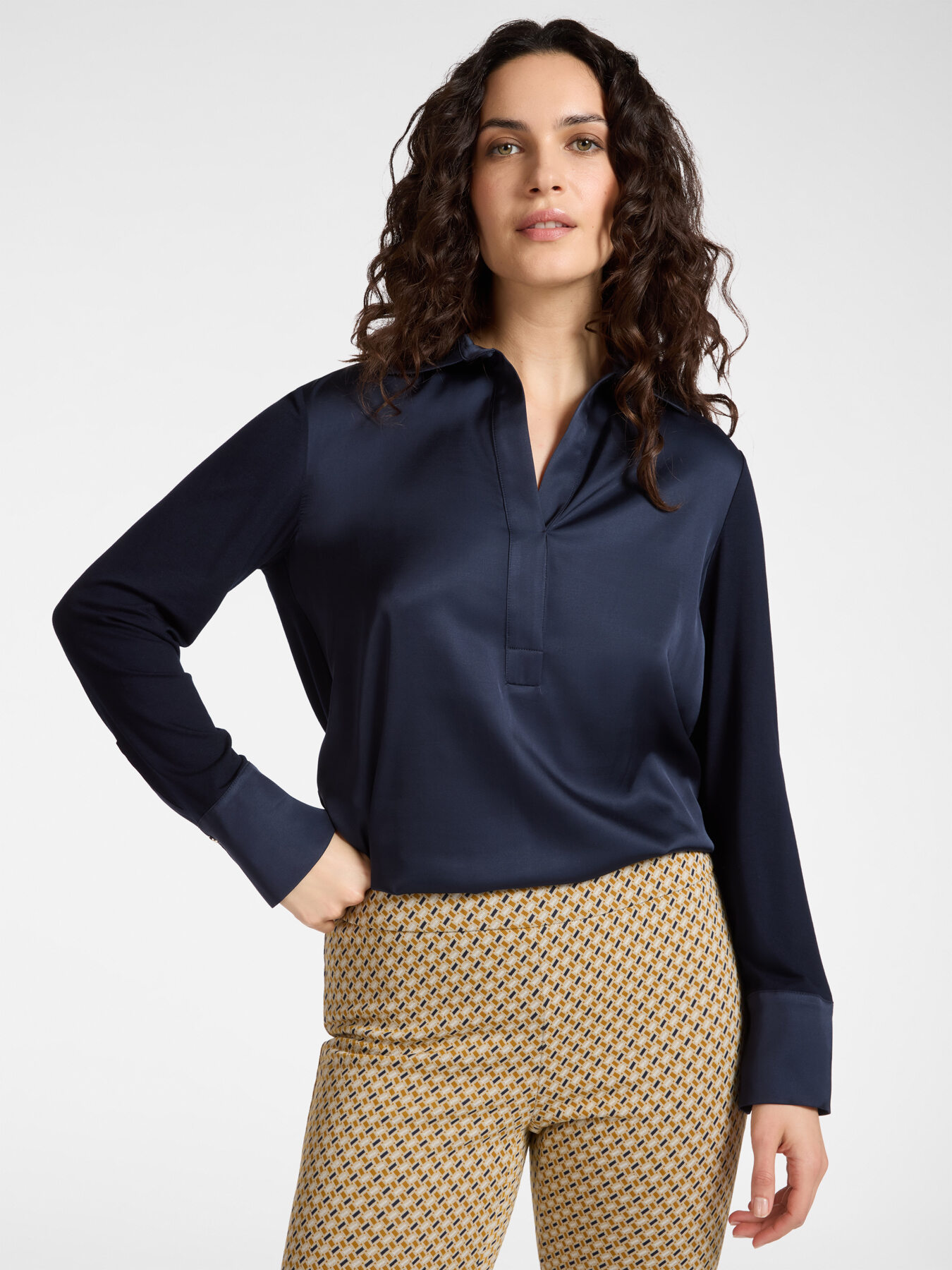 Camisa polo em dois tecidos image number 3