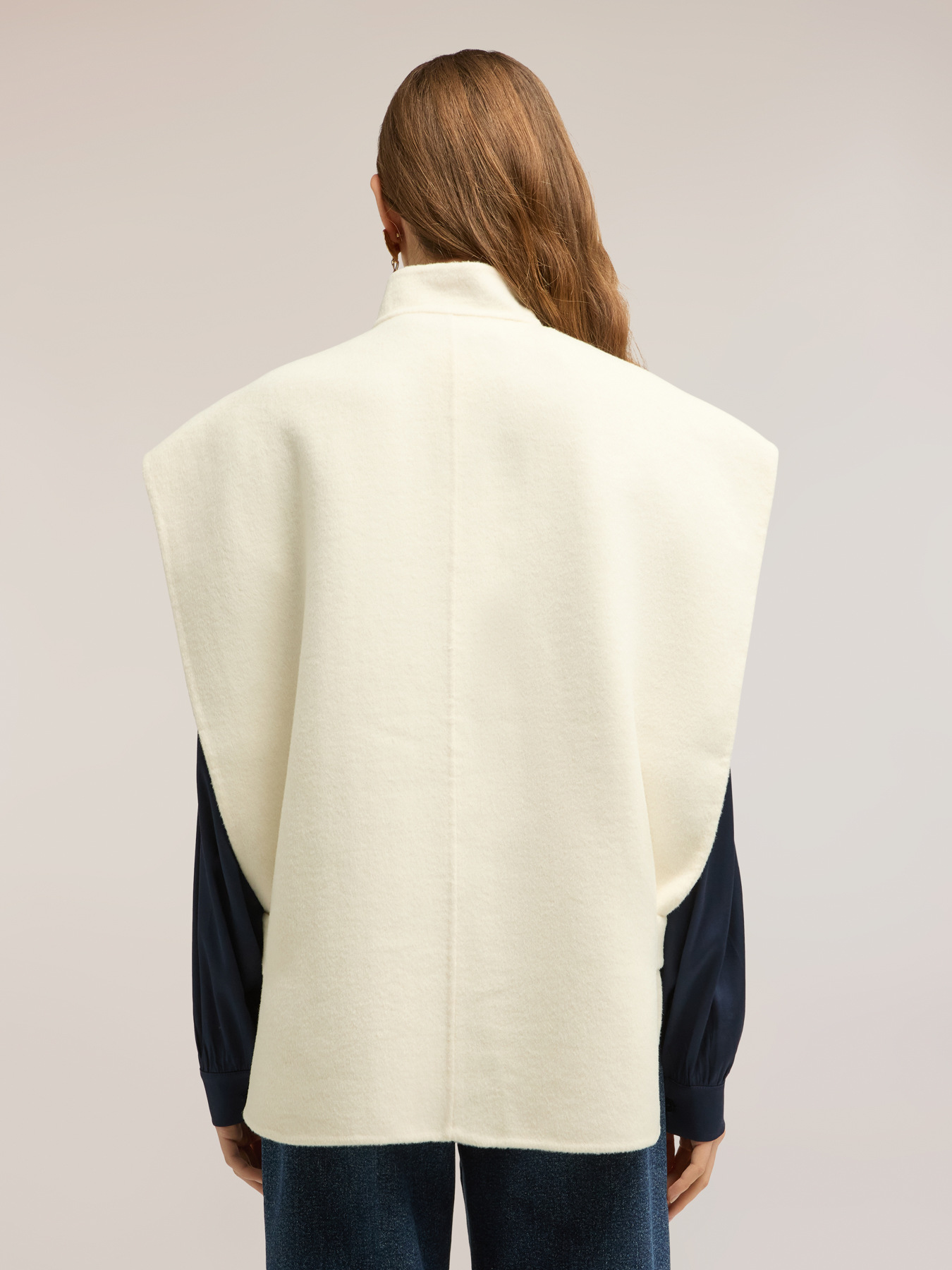 Sleeveless wool blend cape image number 1